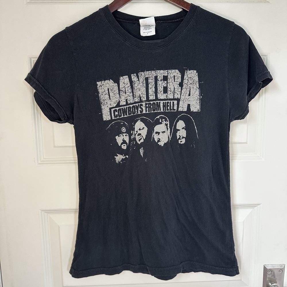 VTG Y2K 2006 Bay Island Pantera Cowboys From Hell Black Metal Rock Band Women L